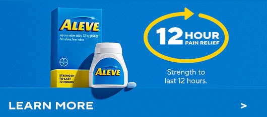 Aleve® bottle and package with 12 hour badge
