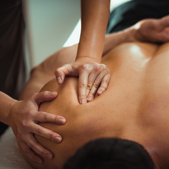 Person getting back massage